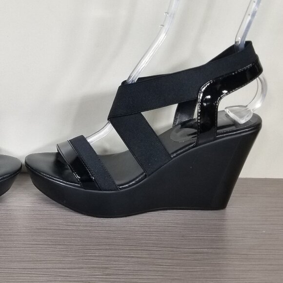 Charles David Criss-Cross Strap Wedge Sandals, Black, Womens Size 8 M - Picture 9 of 13